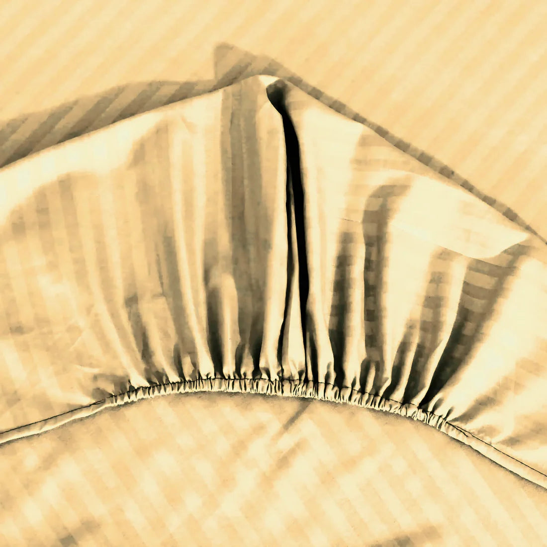 Stripe Satin Fitted Bedsheet Beige - (Premium)