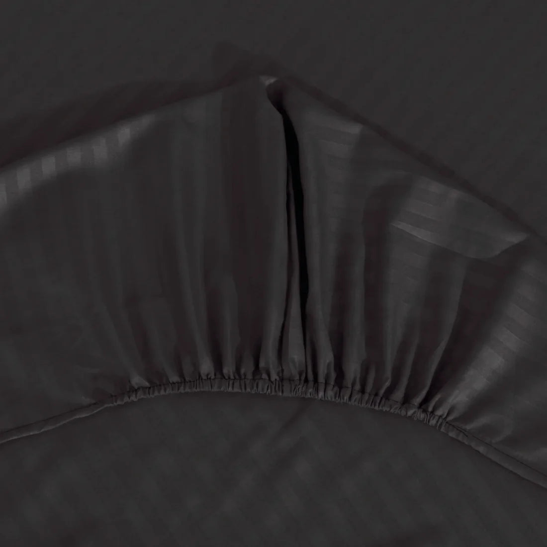 Stripe Satin Fitted Bedsheet Black- (Premium)