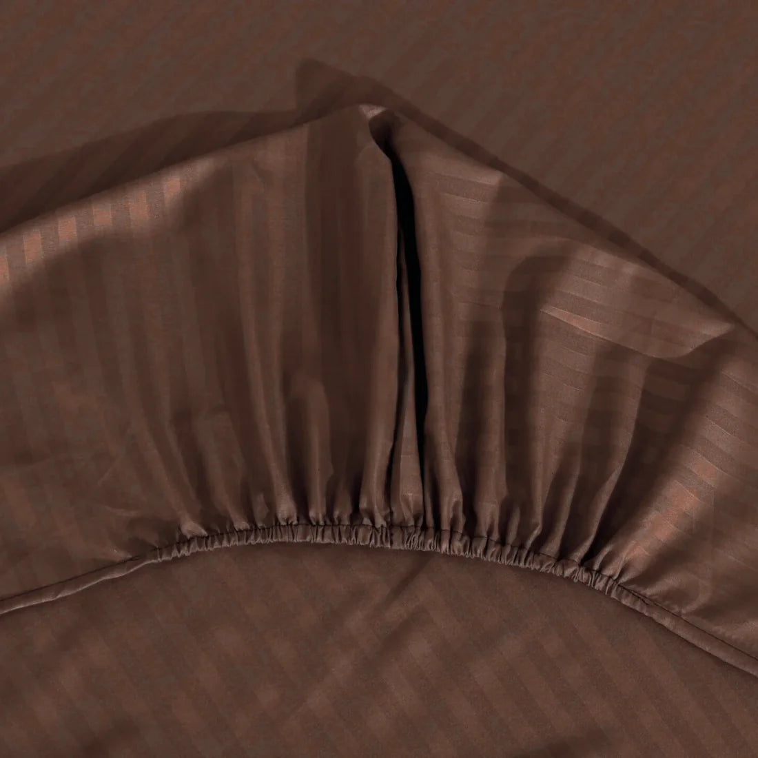 Stripe Satin Fitted Bedsheet Brown- (Premium)