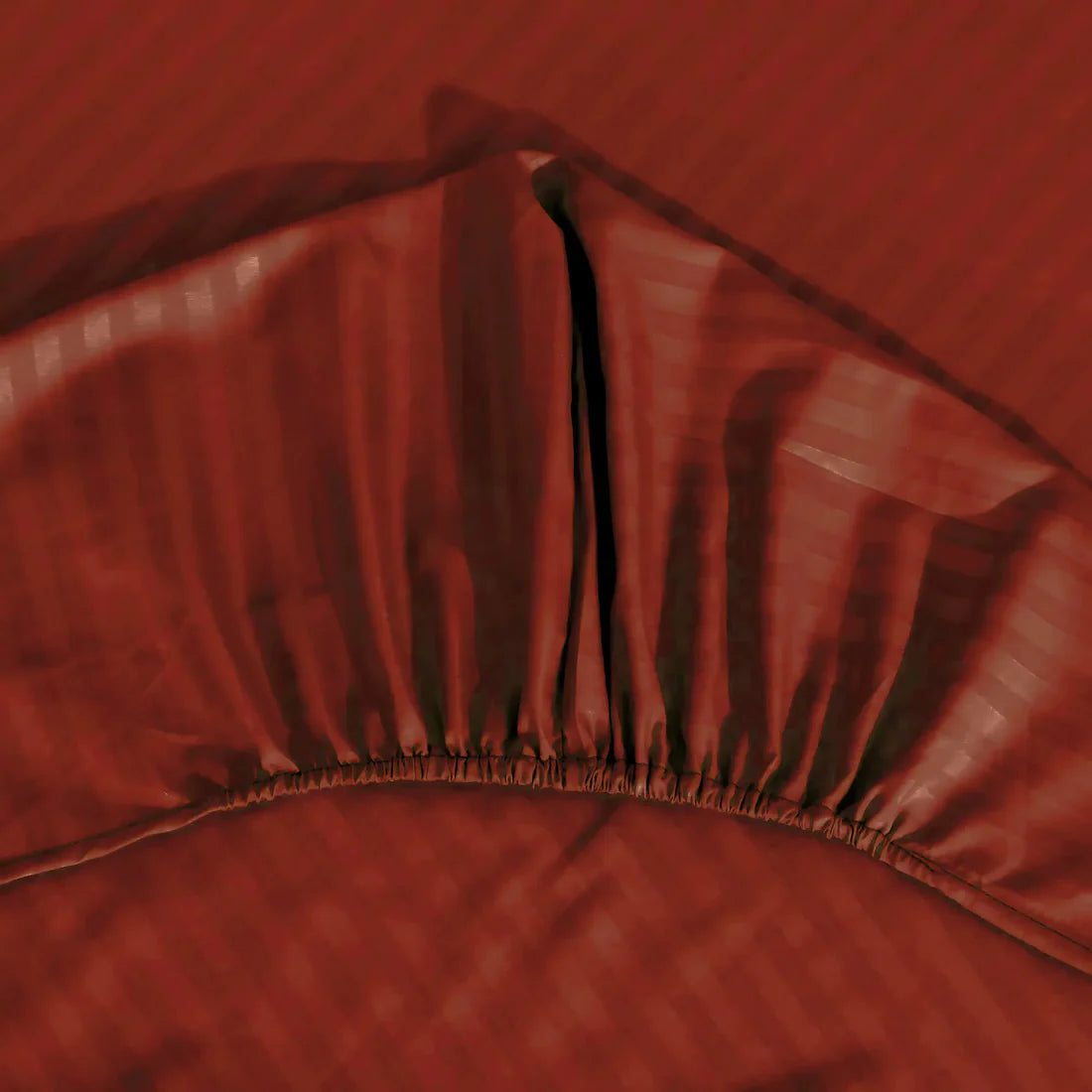 Stripe Satin Fitted Bedsheet Maroon- (Premium)