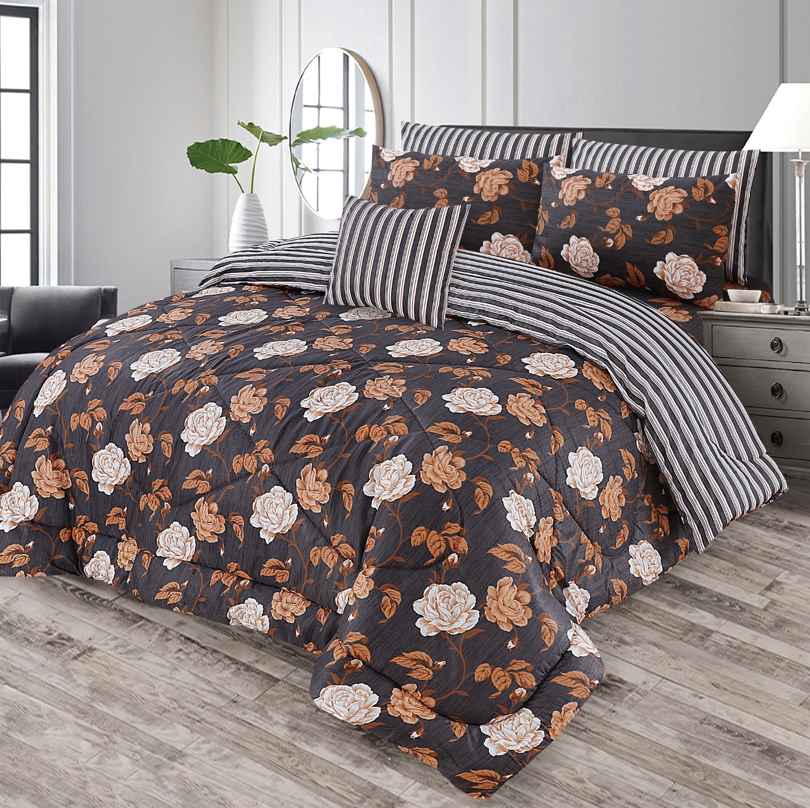 7 Pcs Comforter Set King Size Design NS-30