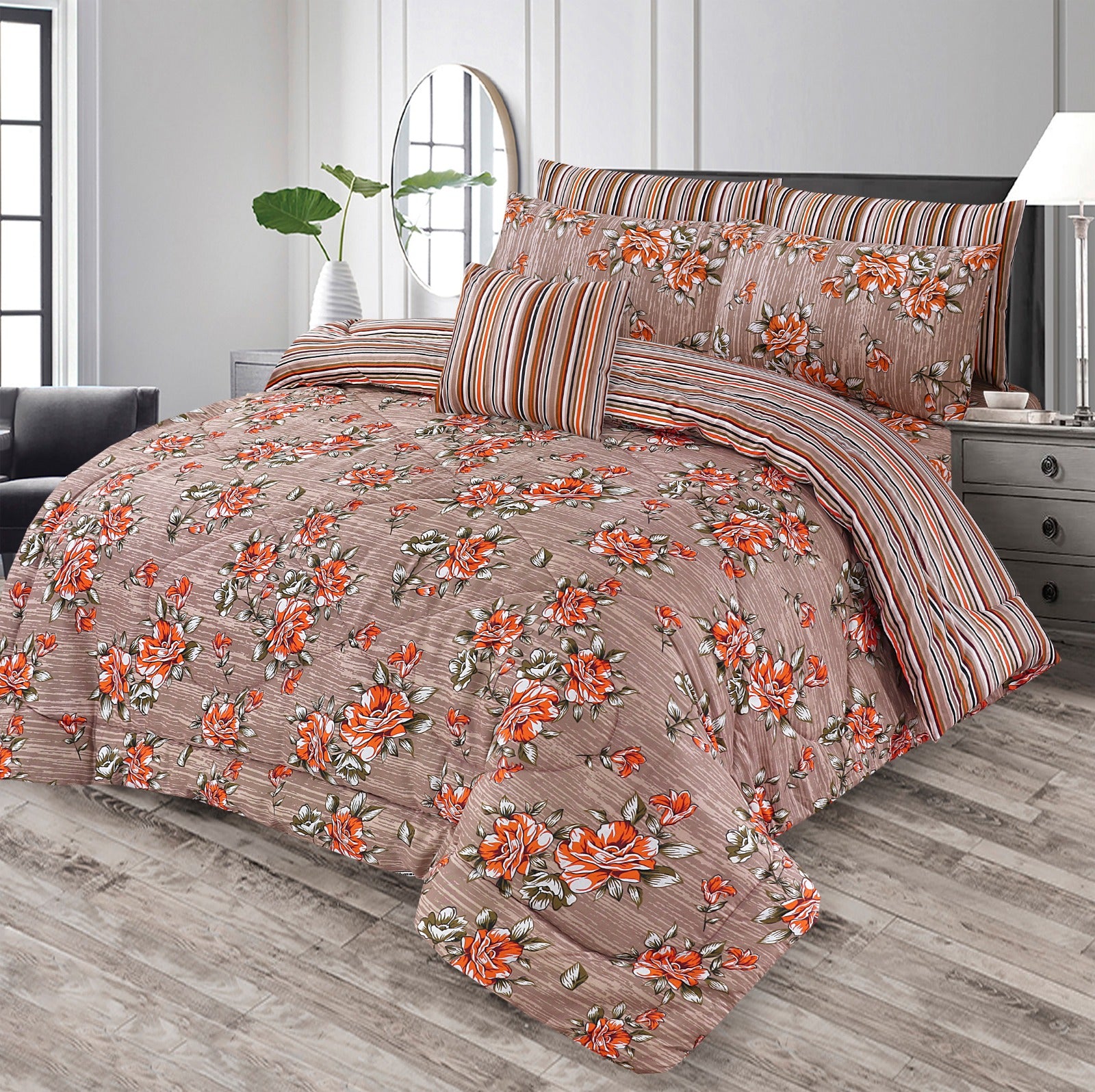 7 Pcs Comforter Set King Size Design NS-27