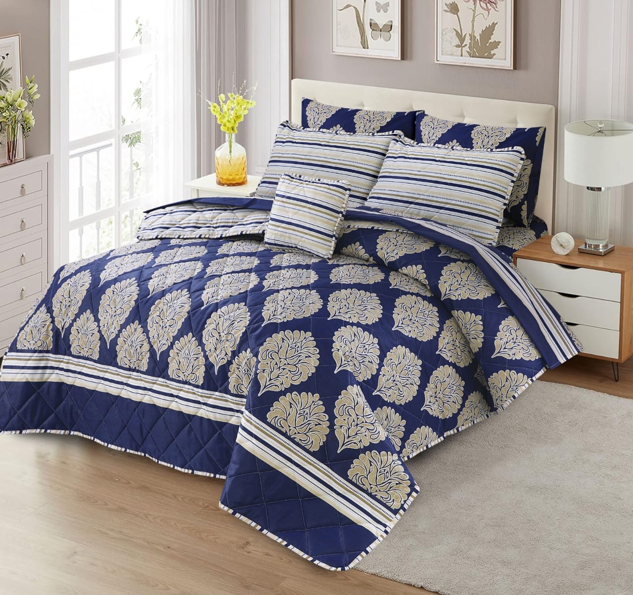 7 Pcs Comforter Set King Size Design NS-6